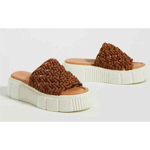 ANTHROPOLOGIE MAEVE Crochet Platform Sandals In Brown Size 41 or US 11